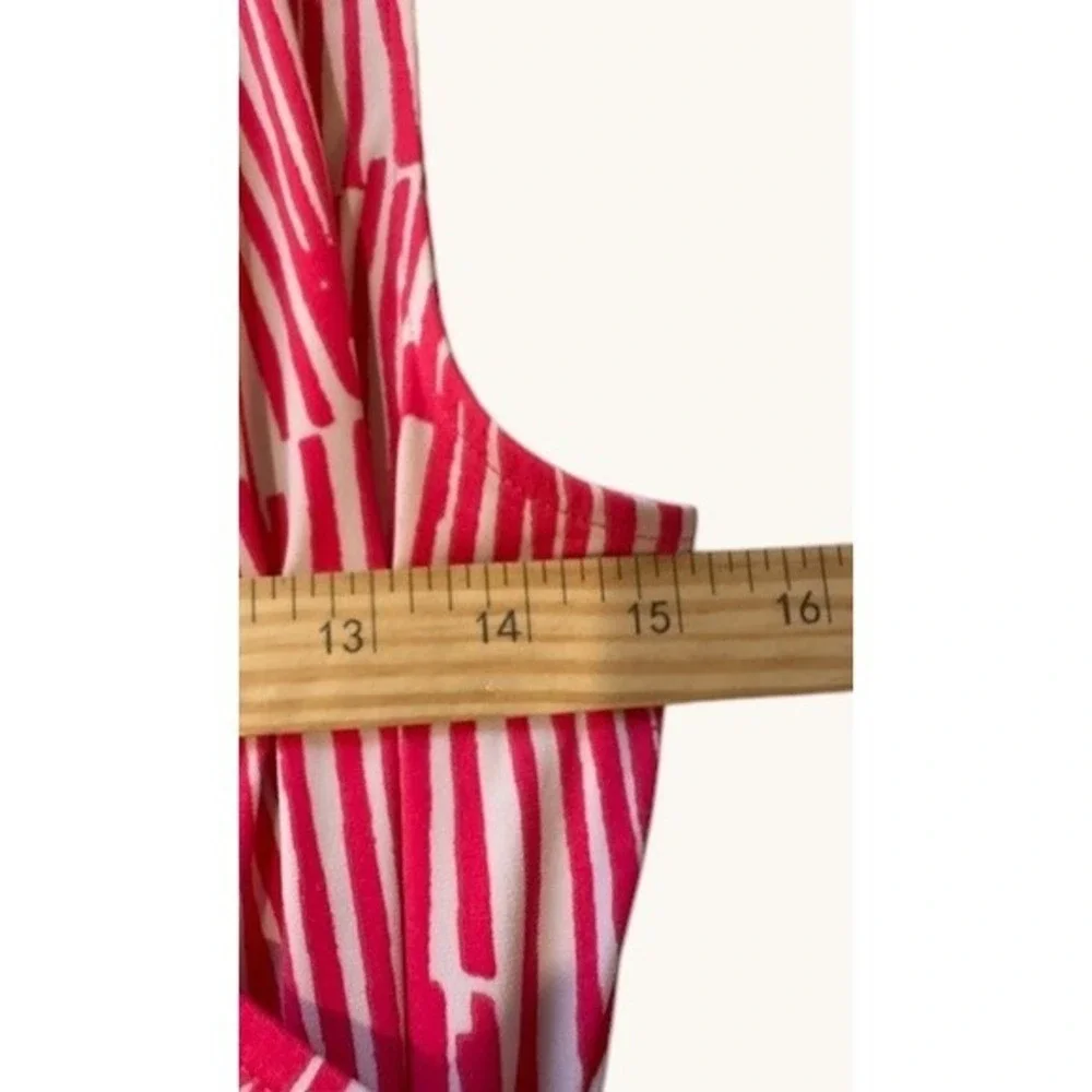 New York Company Pink‎ White Abstract Print Ruched V-Neck Sheath Dress Medium